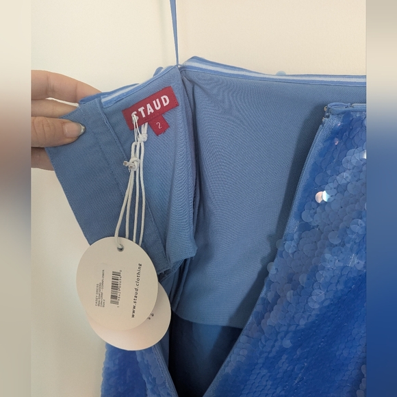 STAUD Casey Sequined Strapless Gown - Cornflower Blue NWT - Picture 9 of 13